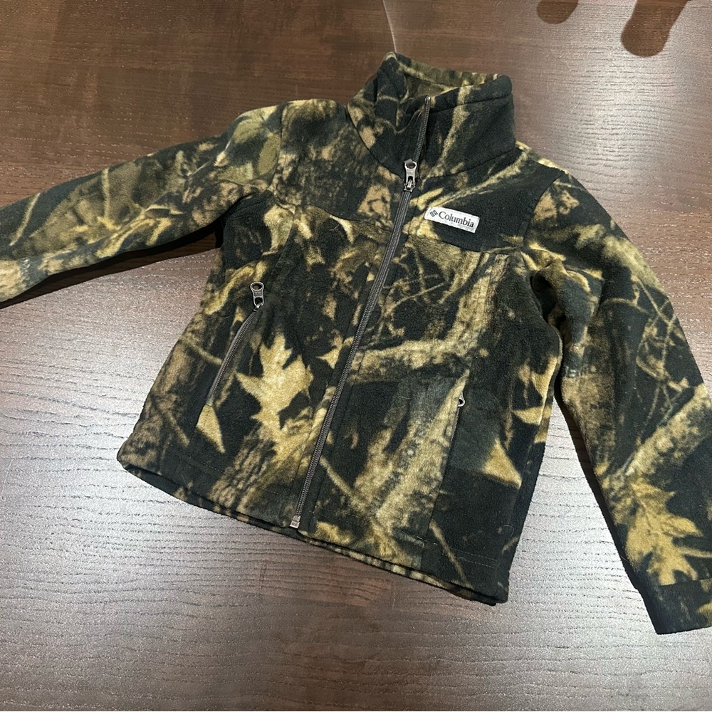 Columbia Kids' Green and Brown Camouflage Fleece Jacket